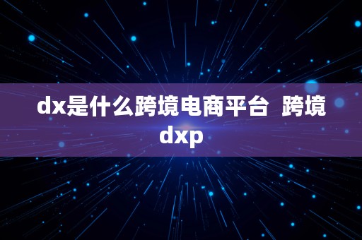 dx是什么跨境电商平台  跨境dxp