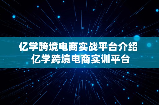 亿学跨境电商实战平台介绍  亿学跨境电商实训平台