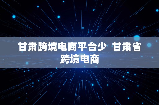 甘肃跨境电商平台少  甘肃省跨境电商