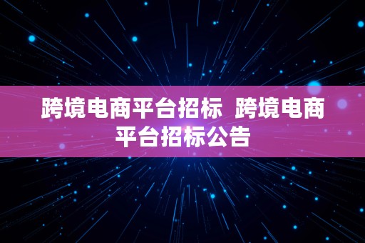 跨境电商平台招标  跨境电商平台招标公告