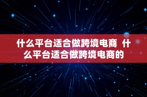 什么平台适合做跨境电商  什么平台适合做跨境电商的