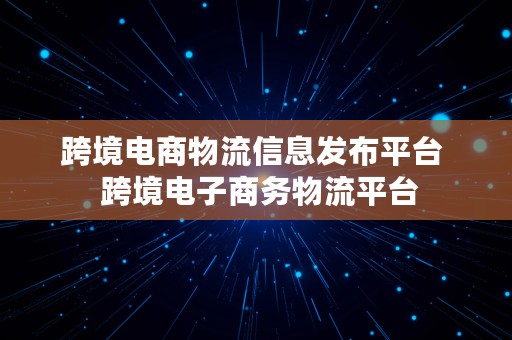 跨境电商物流信息发布平台  跨境电子商务物流平台