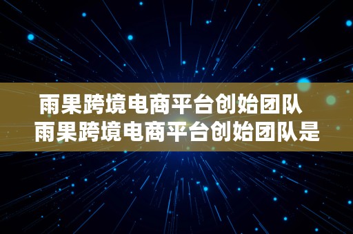 雨果跨境电商平台创始团队  雨果跨境电商平台创始团队是谁