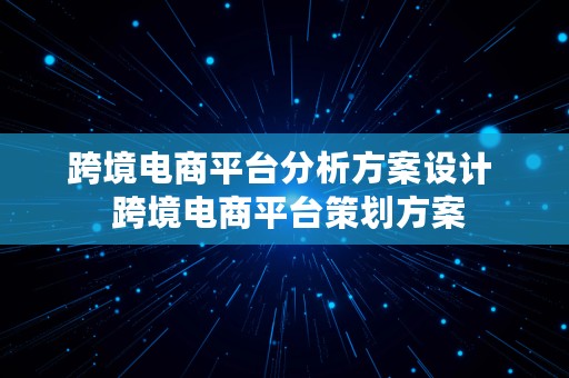 跨境电商平台分析方案设计  跨境电商平台策划方案