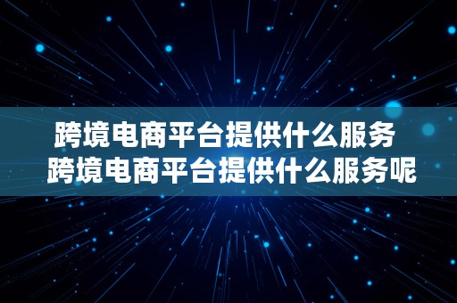 跨境电商平台提供什么服务  跨境电商平台提供什么服务呢