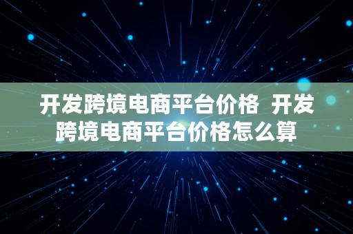 开发跨境电商平台价格  开发跨境电商平台价格怎么算