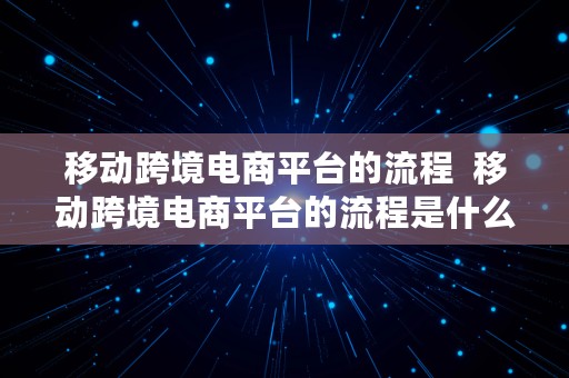 移动跨境电商平台的流程  移动跨境电商平台的流程是什么