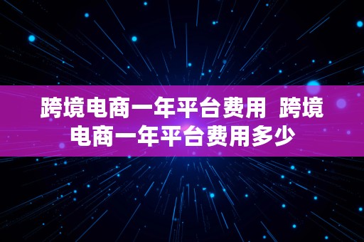 跨境电商一年平台费用  跨境电商一年平台费用多少