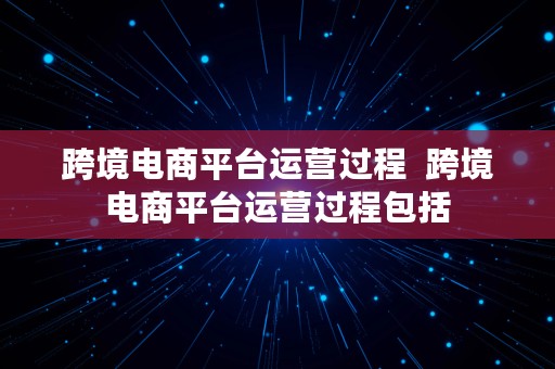 跨境电商平台运营过程  跨境电商平台运营过程包括