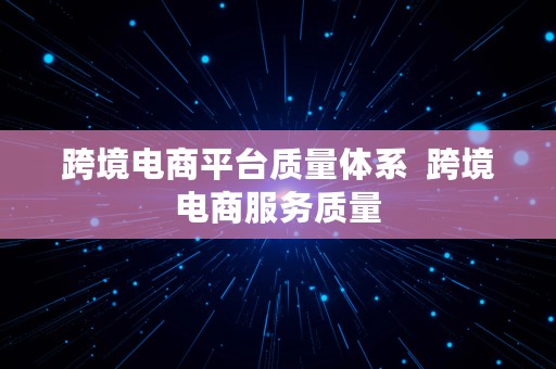 跨境电商平台质量体系  跨境电商服务质量