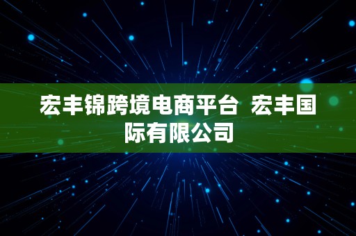 宏丰锦跨境电商平台  宏丰国际有限公司