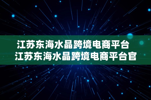 江苏东海水晶跨境电商平台  江苏东海水晶跨境电商平台官网