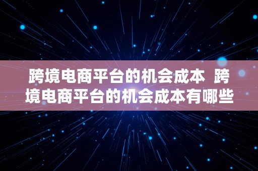 跨境电商平台的机会成本  跨境电商平台的机会成本有哪些