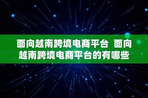 面向越南跨境电商平台  面向越南跨境电商平台的有哪些