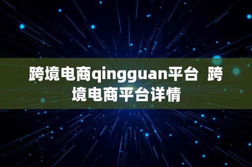 跨境电商qingguan平台  跨境电商平台详情