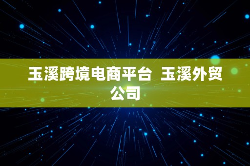 玉溪跨境电商平台  玉溪外贸公司