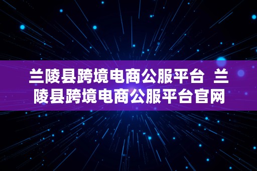 兰陵县跨境电商公服平台  兰陵县跨境电商公服平台官网