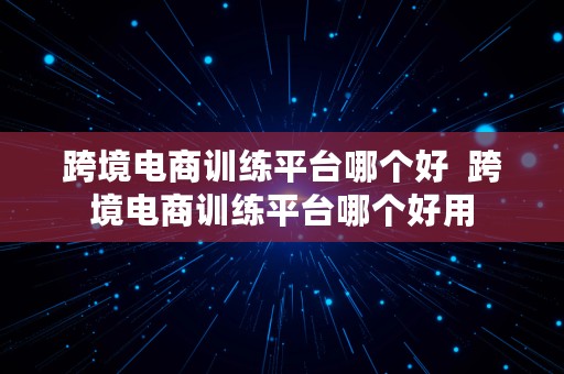 跨境电商训练平台哪个好  跨境电商训练平台哪个好用