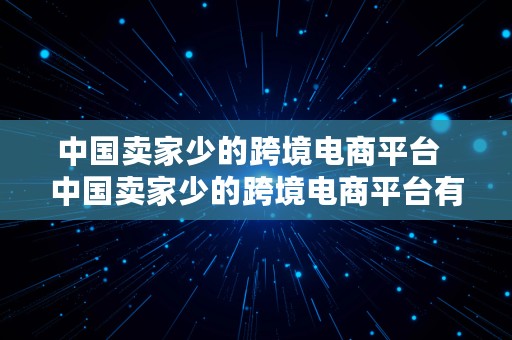 中国卖家少的跨境电商平台  中国卖家少的跨境电商平台有哪些