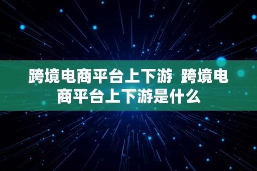 跨境电商平台上下游  跨境电商平台上下游是什么