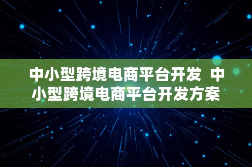 中小型跨境电商平台开发  中小型跨境电商平台开发方案