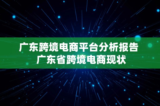 广东跨境电商平台分析报告  广东省跨境电商现状