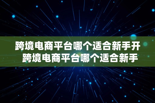 跨境电商平台哪个适合新手开  跨境电商平台哪个适合新手开店