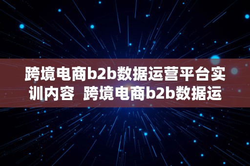 跨境电商b2b数据运营平台实训内容  跨境电商b2b数据运营平台实训内容有哪些