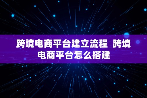 跨境电商平台建立流程  跨境电商平台怎么搭建