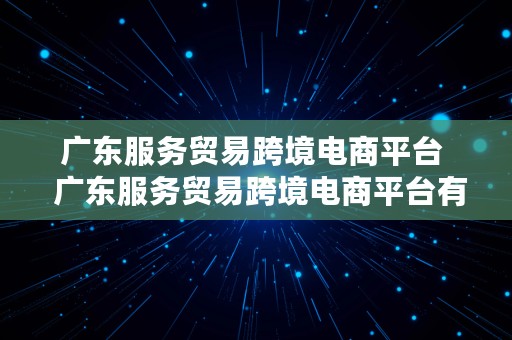 广东服务贸易跨境电商平台  广东服务贸易跨境电商平台有哪些