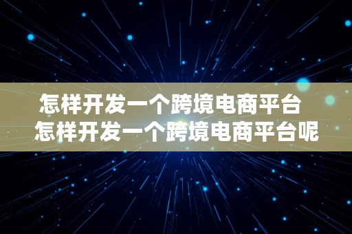 怎样开发一个跨境电商平台  怎样开发一个跨境电商平台呢