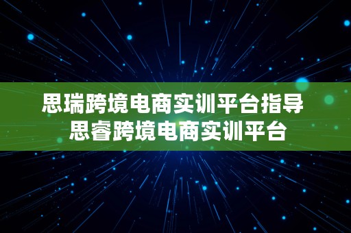 思瑞跨境电商实训平台指导  思睿跨境电商实训平台