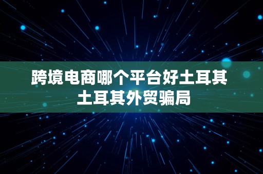 跨境电商哪个平台好土耳其  土耳其外贸骗局