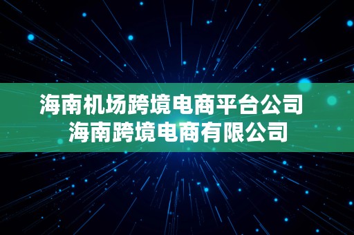 海南机场跨境电商平台公司  海南跨境电商有限公司