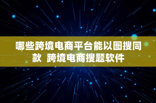 哪些跨境电商平台能以图搜同款  跨境电商搜题软件