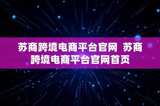 苏商跨境电商平台官网  苏商跨境电商平台官网首页