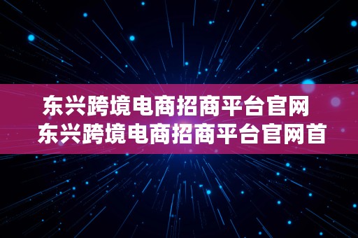 东兴跨境电商招商平台官网  东兴跨境电商招商平台官网首页