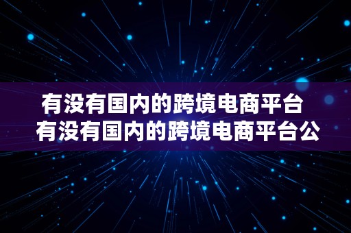 有没有国内的跨境电商平台  有没有国内的跨境电商平台公司