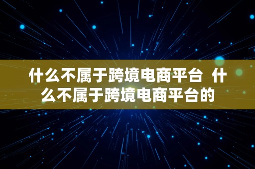 什么不属于跨境电商平台  什么不属于跨境电商平台的