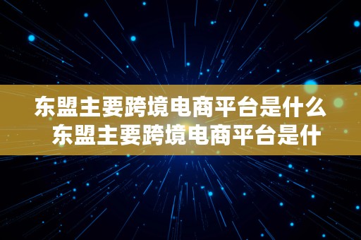 东盟主要跨境电商平台是什么  东盟主要跨境电商平台是什么意思