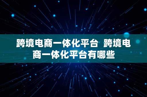 跨境电商一体化平台  跨境电商一体化平台有哪些