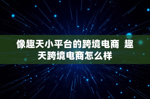 像趣天小平台的跨境电商  趣天跨境电商怎么样