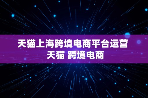 天猫上海跨境电商平台运营  天猫 跨境电商