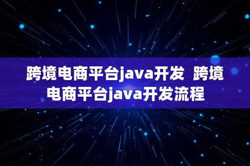 跨境电商平台java开发  跨境电商平台java开发流程