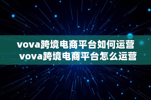 vova跨境电商平台如何运营  vova跨境电商平台怎么运营