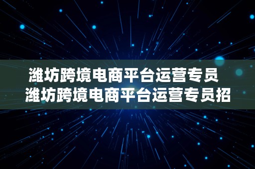 潍坊跨境电商平台运营专员  潍坊跨境电商平台运营专员招聘