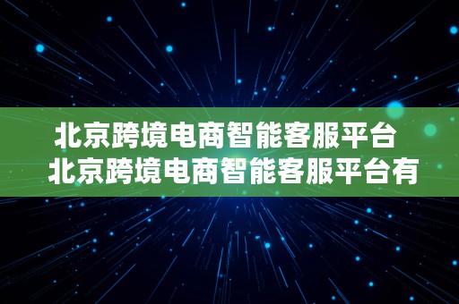 北京跨境电商智能客服平台  北京跨境电商智能客服平台有哪些