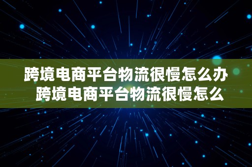 跨境电商平台物流很慢怎么办  跨境电商平台物流很慢怎么办呢