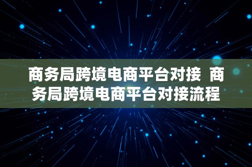 商务局跨境电商平台对接  商务局跨境电商平台对接流程