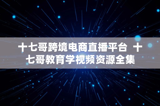 十七哥跨境电商直播平台  十七哥教育学视频资源全集